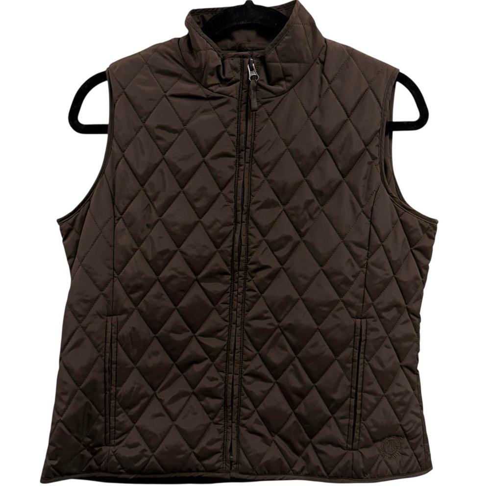 Vintage Fairway & Greene Women's Size Small Brown Quilted Golf Preppy Vest Korea